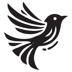 Silhouette of a bird on white background	