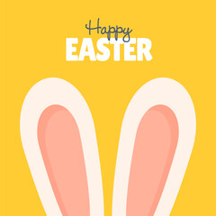 Happy Easter! Cute Easter Bunny Ears. Vector Illustration.