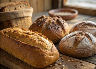 Artisan Bread, Crusty Loaf,  Baked Goods,  High-Resolution Stock Photo,  Gourmet Bread