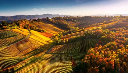 Fototapeta premium autumn landscape with vineyard
