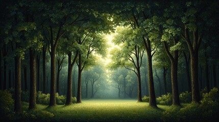 Fototapeta premium Tranquil woodland scene soft nature background banner scenery