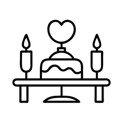 candle lit dinner icon, candle lit dinner line art - simple line art of candle lit dinner, perfect for candle lit dinner logos and icons and themed design