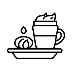 coffee and dessert icon, coffee and dessert line art - simple line art of coffee and dessert, perfect for coffee and dessert logos and icons and themed design