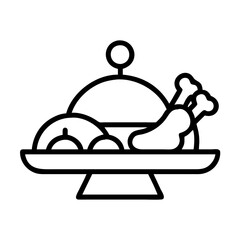 food platter icon, food platter line art - simple line art of food platter, perfect for food platter logos and icons and themed design