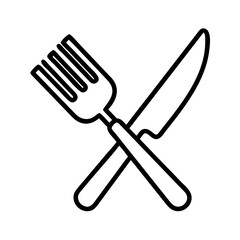 fork and knife icon, fork and knife line art - simple line art of fork and knife, perfect for fork and knife logos and icons and themed design