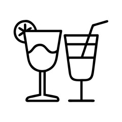 happy hour drinks icon, happy hour drinks line art - simple line art of happy hour drinks, perfect for happy hour drinks logos and icons and themed design