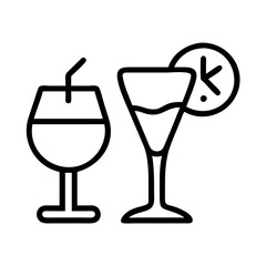 happy hour drinks icon, happy hour drinks line art - simple line art of happy hour drinks, perfect for happy hour drinks logos and icons and themed design