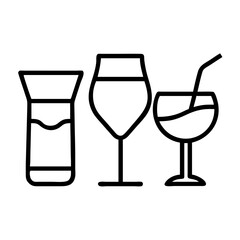 happy hour drinks icon, happy hour drinks line art - simple line art of happy hour drinks, perfect for happy hour drinks logos and icons and themed design