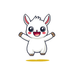Obraz premium Joyful cartoon bunny jumping digital artwork playful environment whimsical viewpoint