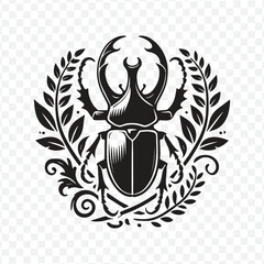 Obraz premium A modern black and white beetle logo, characterized by clean lines and a bold silhouette, representing strength and resilience