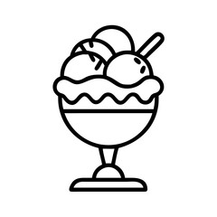 ice cream sundae icon, ice cream sundae line art - simple line art of ice cream sundae, perfect for ice cream sundae logos and icons and themed design