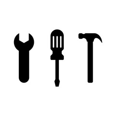 Wrench, Screwdriver, and hammer icon set, repair icon set.