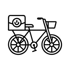 pizza delivery bike icon, pizza delivery bike line art - simple line art of pizza delivery bike, perfect for pizza delivery bike logos and icons and themed design