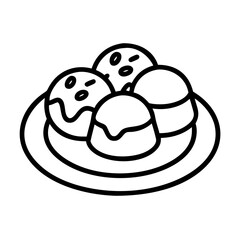 plate of desserts icon, plate of desserts line art - simple line art of plate of desserts, perfect for plate of desserts logos and icons and themed design