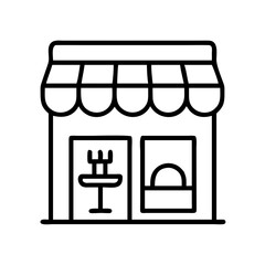 restaurant facade icon, restaurant facade line art - simple line art of restaurant facade, perfect for restaurant facade logos and icons and themed design