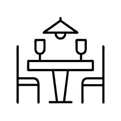 restaurant interior icon, restaurant interior line art - simple line art of restaurant interior, perfect for restaurant interior logos and icons and themed design