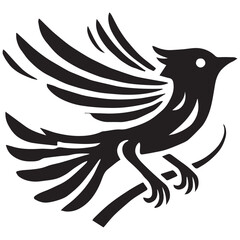 Silhouette of a bird on white background	