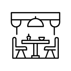 restaurant interior icon, restaurant interior line art - simple line art of restaurant interior, perfect for restaurant interior logos and icons and themed design