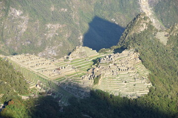 Trekking in Peru: Machu Picchu from the Sun Gate in the early morning sunshine