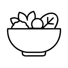 salad bowl icon, salad bowl line art - simple line art of salad bowl, perfect for salad bowl logos and icons and themed design