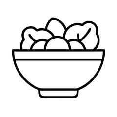 salad bowl icon, salad bowl line art - simple line art of salad bowl, perfect for salad bowl logos and icons and themed design