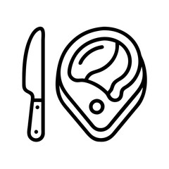 steak and knife icon, steak and knife line art - simple line art of steak and knife, perfect for steak and knife logos and icons and themed design