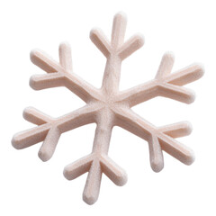 Close-up of a detailed snowflake shaped object, showcasing intricate patterns, isolated on a white background.