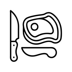steak and knife icon, steak and knife line art - simple line art of steak and knife, perfect for steak and knife logos and icons and themed design