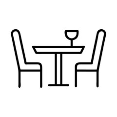 table for two icon, table for two line art - simple line art of table for two, perfect for table for two logos and icons and themed design
