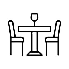 table for two icon, table for two line art - simple line art of table for two, perfect for table for two logos and icons and themed design