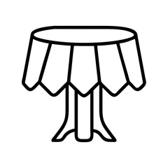 table with tablecloth icon, table with tablecloth line art - simple line art of table with tablecloth, perfect for table with tablecloth logos and icons and themed design