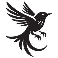 Silhouette of a bird on white background	