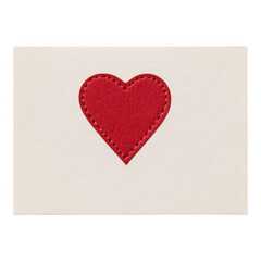 Handmade red felt heart on beige card symbolizing love, affection, and handcrafted art, perfect for themed occasions and gifting.