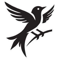 Silhouette of a bird on white background	