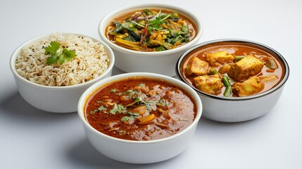 Colorful Assortment of Delicious Dishes in Bowls Arranged on a Wooden Table Creating a Cozy Atmosphere