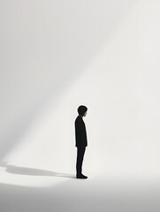 Fototapeta premium Solitary Silhouette in Minimalist Monochrome Setting