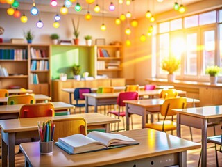 Back to School:  Sharp Focus Classroom Background with Copy Space for Personalized Message