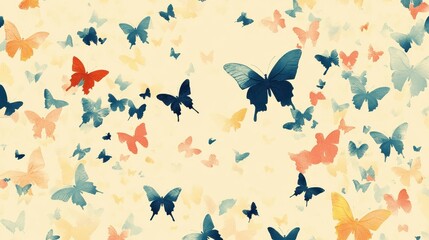 Fototapeta premium Watercolor Butterflies Pastel Background Design