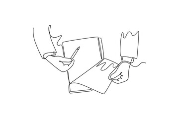 Planning concept. Single line draw design vector graphic illustration.