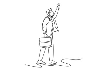 Planning concept. Single line draw design vector graphic illustration.