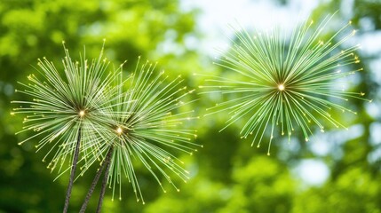 Close-up of vibrant papyrus flowers against a lush green background. Saint Patrick's Day, St Paddy's Day, St Patty's Day - Irish National Holiday and Cultural Celebration