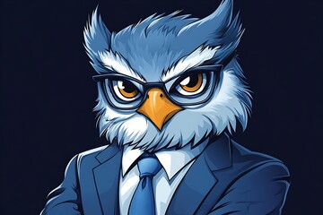 Obraz premium Owl Businessman Confident Leadership Design