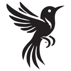 Silhouette of a bird on white background	