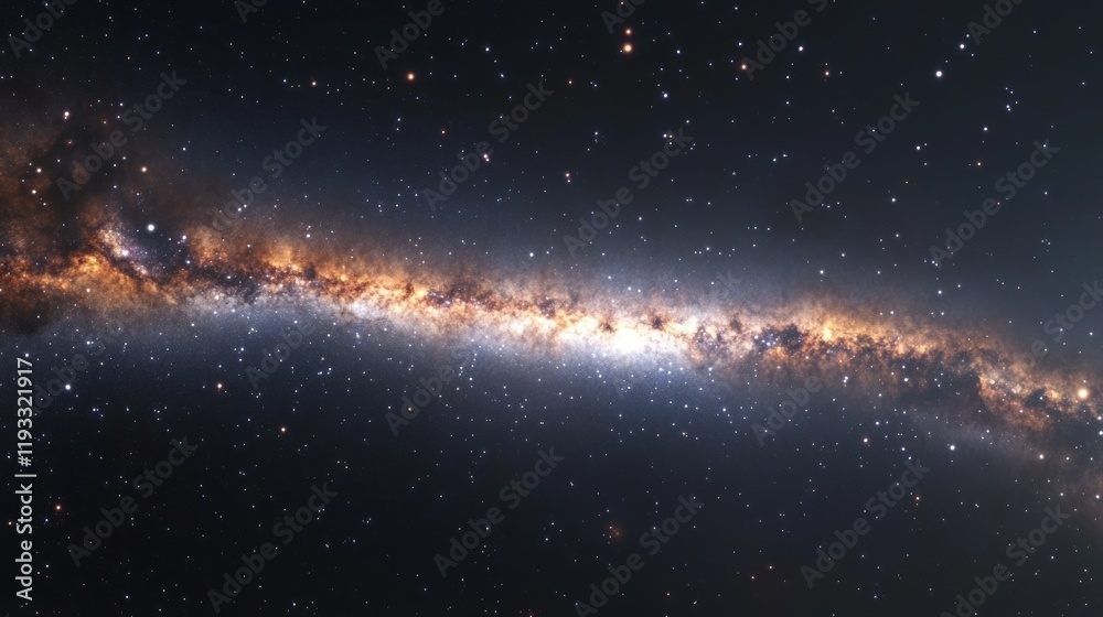 Wall mural a captivating 3d rendering of the milky way with bright star clusters and cosmic dust illuminated