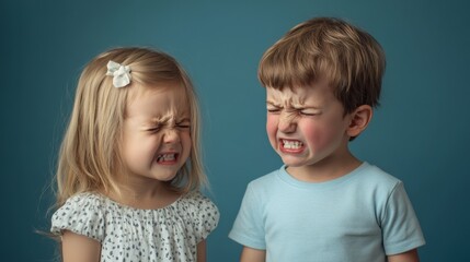 little boy girl weeping and sobbing feeling different negative emotion