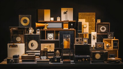 Vintage electronics display with ambient lighting