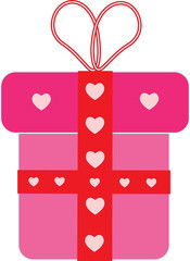 pink gift box with hearts and love bows