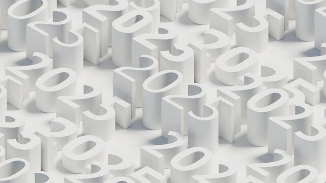 Isometric background with extruded 2025 title.