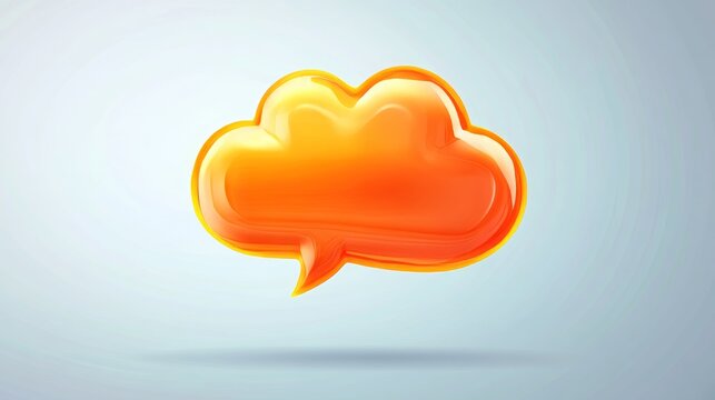 Glossy 3D speech bubble resembling a talking cloud or text balloon in a high-quality vector design. 