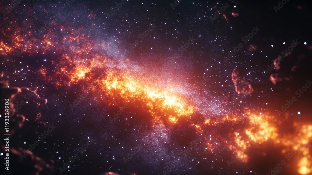 Wall mural a captivating 3d rendering of the milky way with bright star clusters and cosmic dust illuminated
